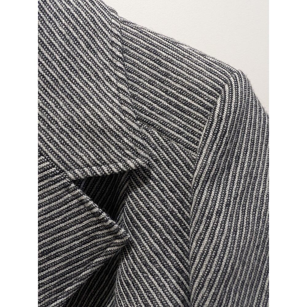 Talbots Petite Blazer 10 Gray 100% Wool Herringbone Jacket Japan Classic Belt - Picture 7 of 16